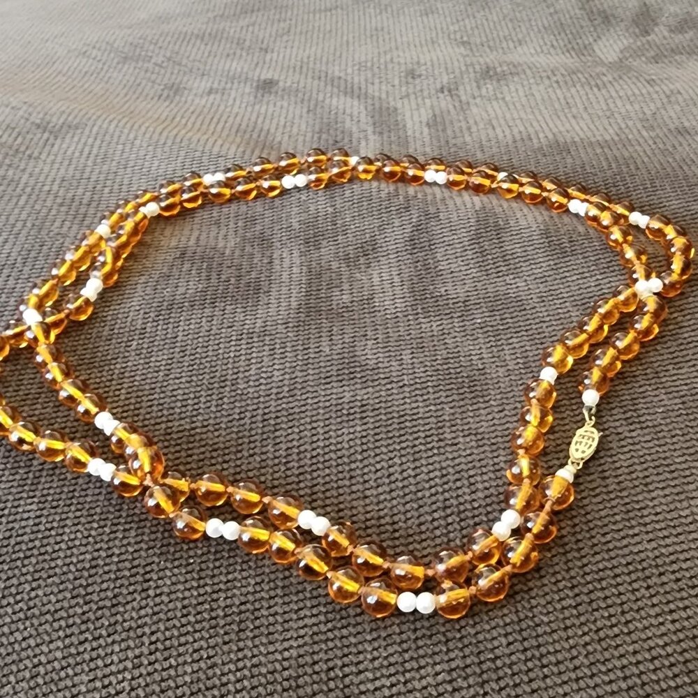 Etsy Raw Amber Beaded Necklace With Golden Hooked Clasp